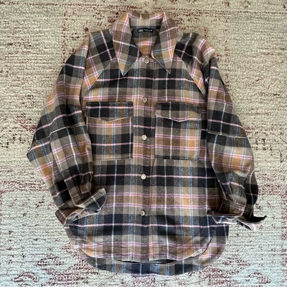 Zara Multicolor Plaid Button Down Shirt - Picture 5 of 9